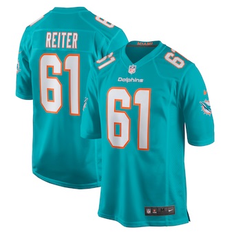 mens nike austin reiter aqua miami dolphins game jersey